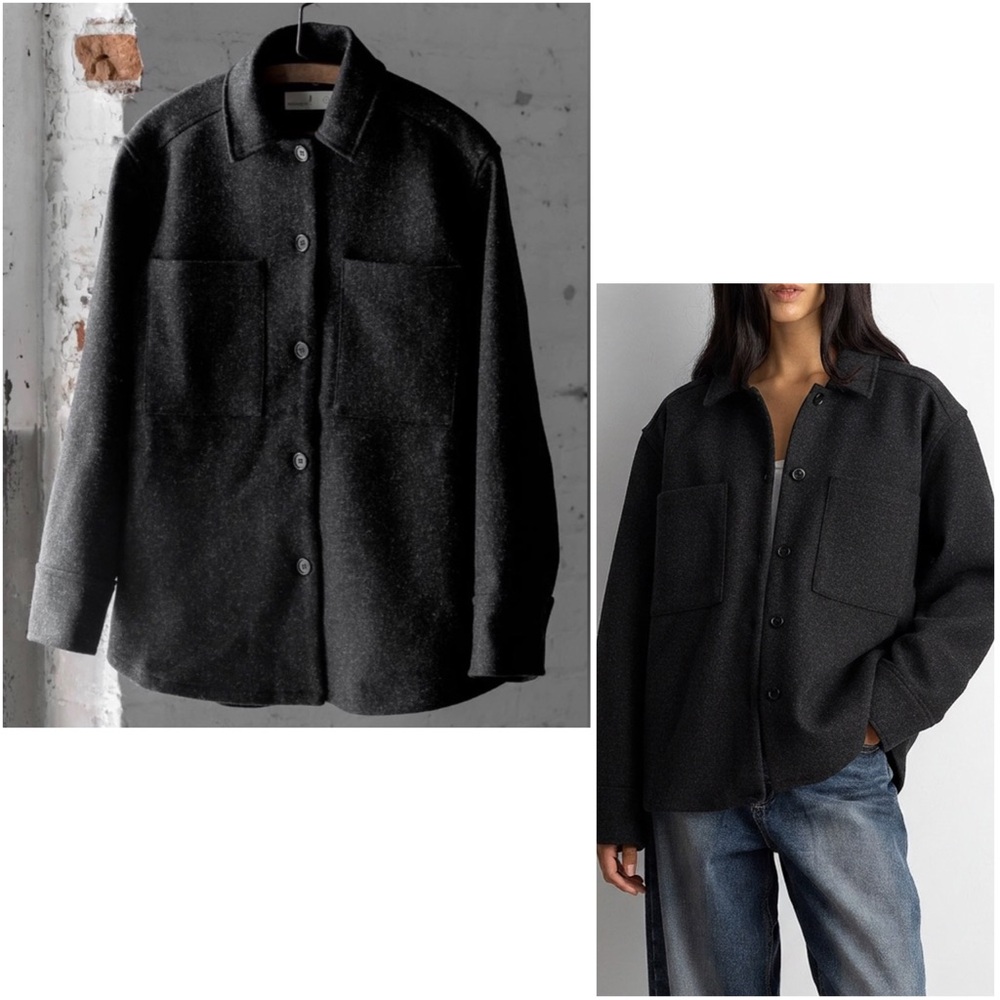 ECOLOGYST Harbour Charcoal 100% Wool Overshirt JACKET UNISEX Made in Canada XL